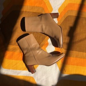 Tan square toe boots